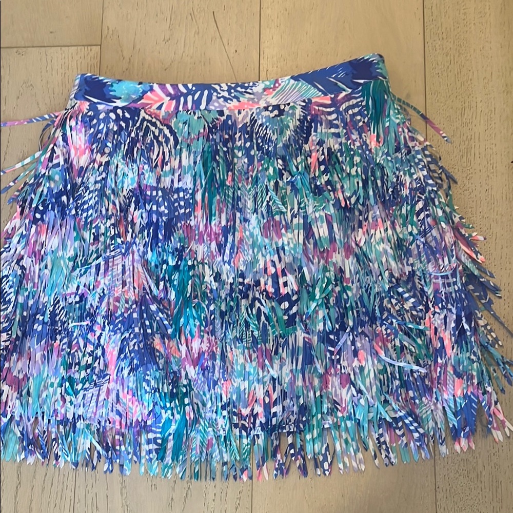 Lilly Pulitzer Pink and Blue Embellished Bubble Mini Skirt